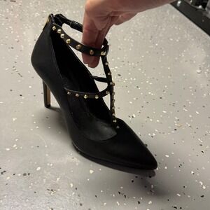 Banana Republic Womens T-Strap Studded Pointed Toe Pumps Black Size 8.5